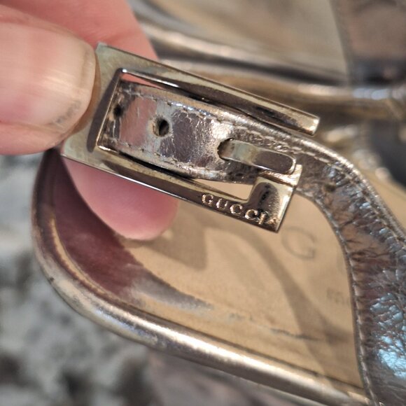 Gucci vintage silver wedge heel sandals size 7B - Picture 5 of 11